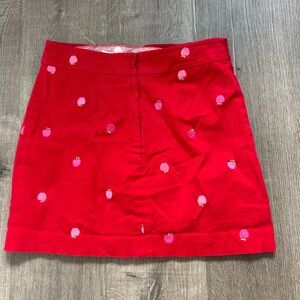 Lily Pulitzer Vintage Red Skirt with Pink Apple Embroidery